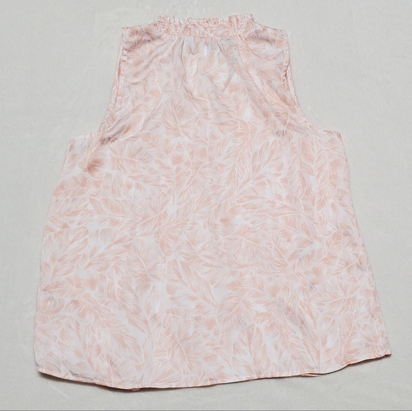 ELIZABETH & James Peach Floral Lattice Lace Ruched Mock Neck V-neck Blouse Small - Picture 6 of 10